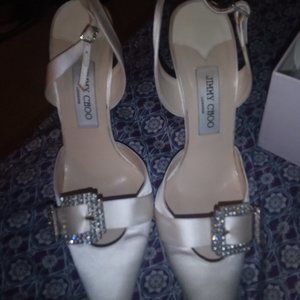 Jimmy choo ivory silk wedding shoes